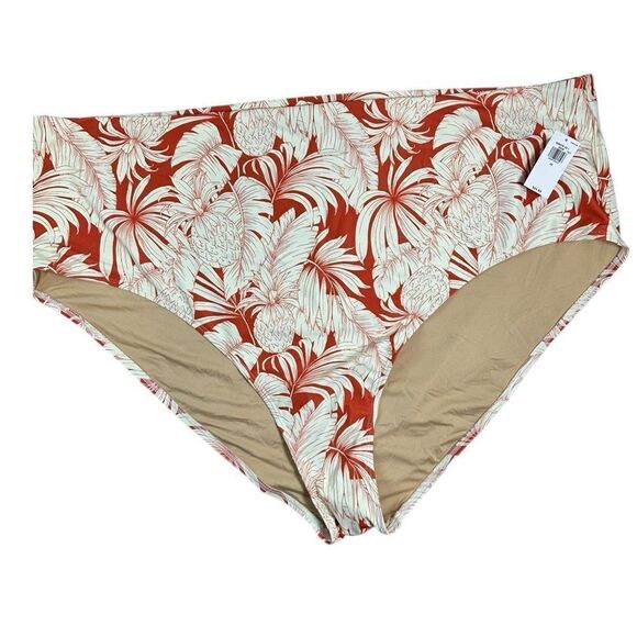 NWT Old Navy Plus Size Red and Cream Floral Bikini Bottom High Waist - Size 4XL - Picture 2 of 8